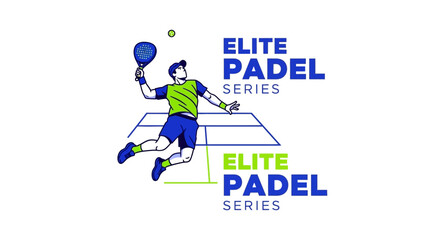 Fototapeta premium Dynamic Padel Player in Action Elite Series Competition Graphic