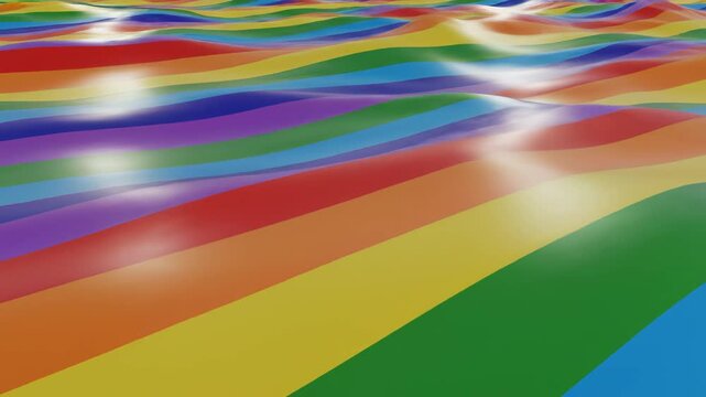 Colorful wavy lines in rainbow pattern