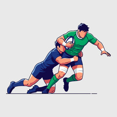 Fototapeta premium Dynamic Rugby Action Illustration Athletes Competing In Intense Game