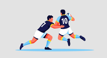 Obraz premium Dynamic Rugby Match Action Dynamic Athletic Competition Illustration