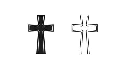 Fototapeta premium Cross, Christian, Symbol, Icons, Black and White isolated on White Background