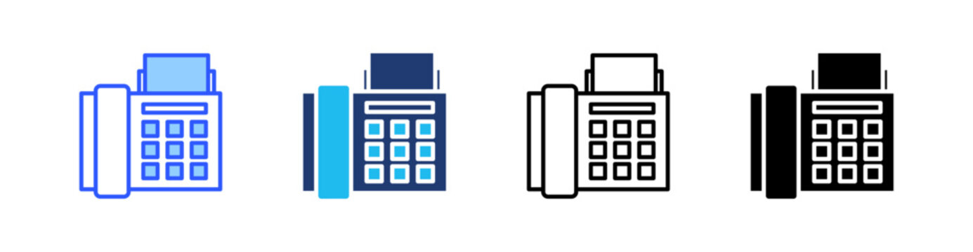 Fax Multi Style Icon Set Vector 