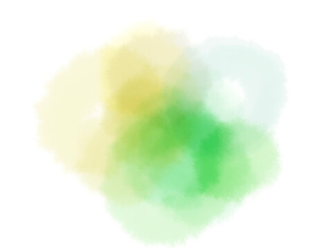 黄緑や黄色の水彩の花、植物のイラスト