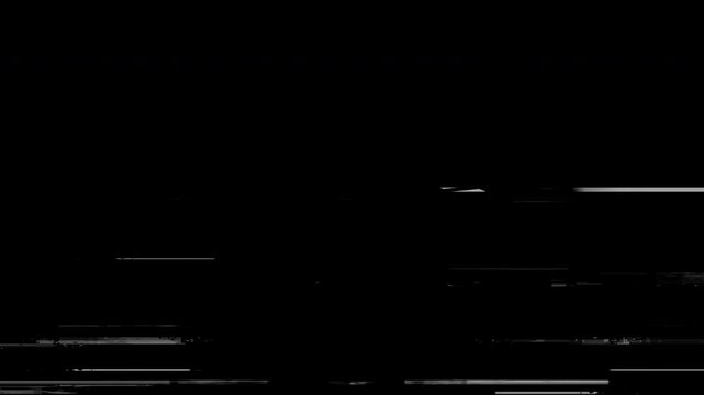 Animated white distortion glitch with flicker, noise, and digital interference.