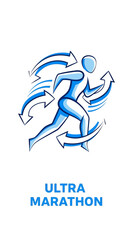 Fototapeta premium Dynamic Runner Icon With Swirling Arrows Symbolizing Endurance and Speed