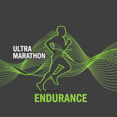 Fototapeta premium Dynamic Silhouette of a Marathon Runner with Energetic Lines Illustrating Stamina and Persistence
