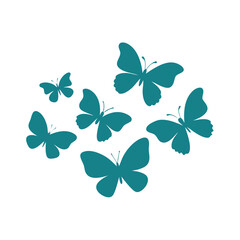 Obraz premium Butterfly silhouettes collection vector illustration. 