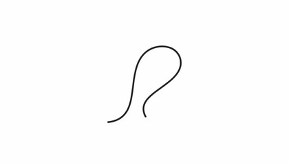 Obraz premium Abstract single black curved line on white background, minimalist design element