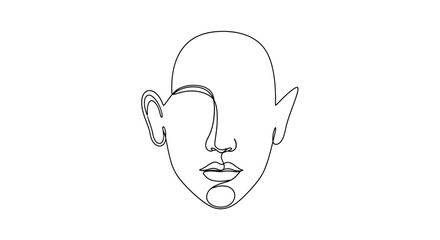 Obraz premium Abstract Single Line Drawing of a Human Face, Minimalist Portrait, Continuous Line Art
