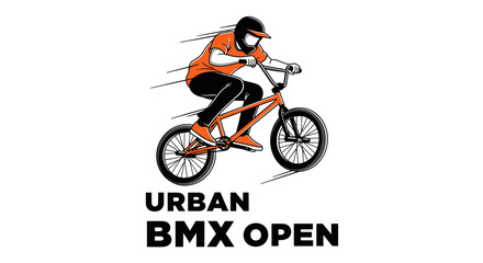 Naklejka premium Dynamic Urban BMX Rider Captures Thrilling Action On Bicycle