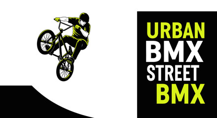 Naklejka premium Dynamic Urban Bmx Rider Performing Extreme Street Stunts