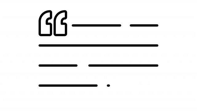 Animated Review Quote Text Black Line Icon. Customer testimonial feedback statement and opinion content concept. Icon animation on transparent background