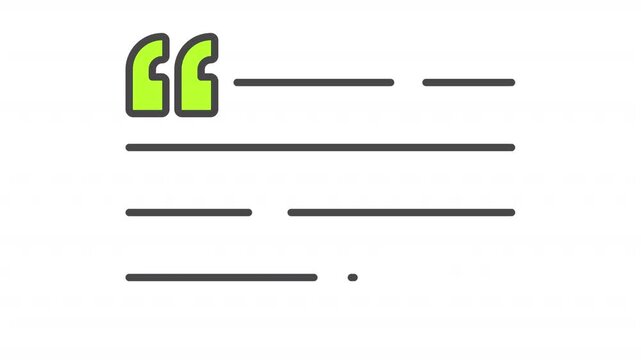 Animated Review Quote Text Color  Icon. Customer testimonial feedback statement and opinion content concept. Icon animation on transparent background