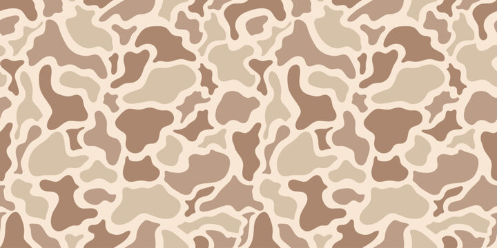Brown duck camouflage pattern. Old school hunting camo background. Digital camouflage.