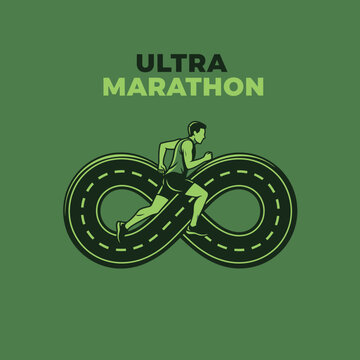 Endurance Runner On An Infinite Road Representing Ultra Marathon Challenges
