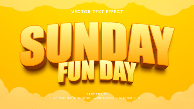 sunday fun day editable text effect 3d text 
