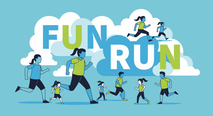 Fototapeta premium Energetic Fun Run Event With Diverse Participants Joyfully Racing Forward