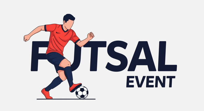 Energetic Futsal Event Player Kicking Ball Design