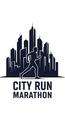 Fototapeta premium Energetic Silhouette of Runner in Urban Landscape, Ready to Conquer City Marathon Race