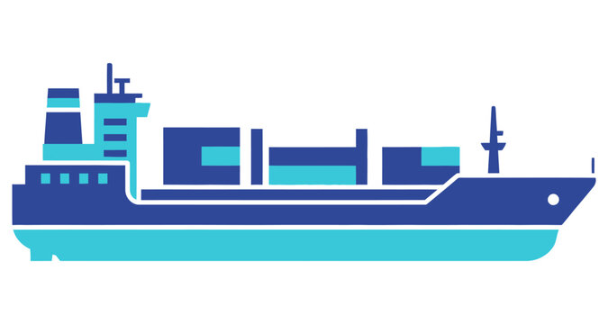 Cargo Ship Transporting Containers Across Water Maritime Logistics Flat Design