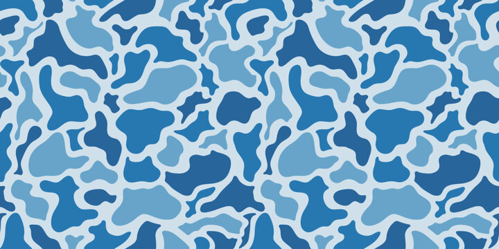 Vector duck hunting camouflage seamless pattern. Old school camo. Blue ocean camo.