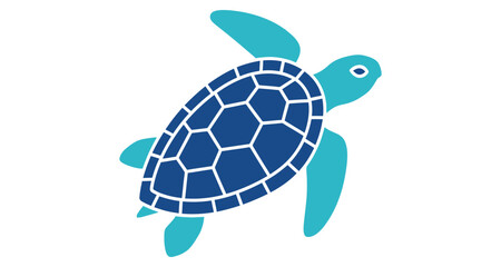 Obraz premium Sea Turtle Swimming Isolated White Background Vector Illustration Minimalist Style