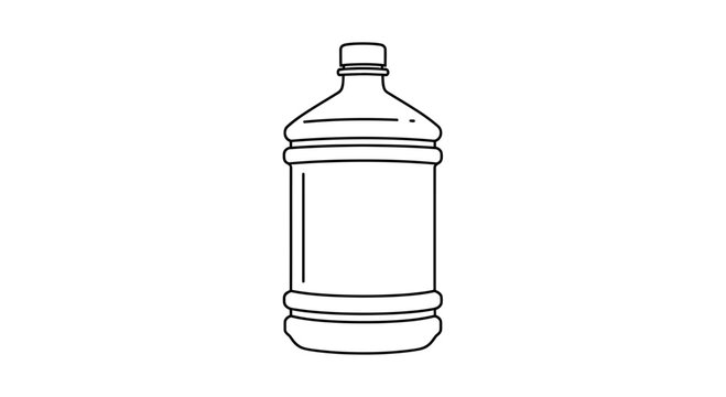 Simple Line Drawing of a Large Plastic Water Bottle