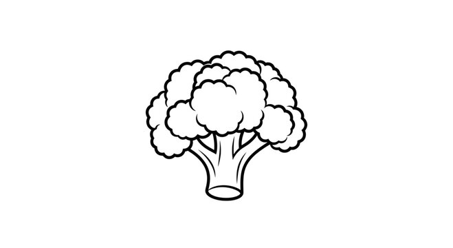 Simple Line Art Icon of a Broccoli Florette