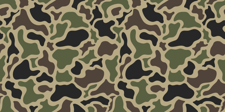 Vector duck hunting camouflage, seamless pattern, hunting background, military texture, woodland camouflage