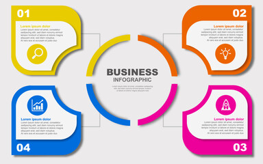 Fototapeta premium Infographic design with 4 infographic steps for business concepts can be used for presentations.