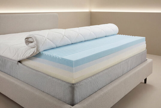 Layers of a modern orthopedic mattress with memory foam and a cooling gel topper