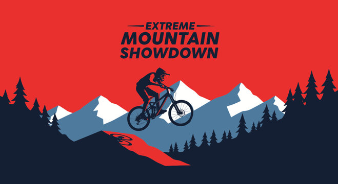 Extreme Mountain Bike Showdown Action Silhouette
