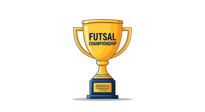 Gold Futsal Championship Trophy On White Background, Sports Award Illustration
