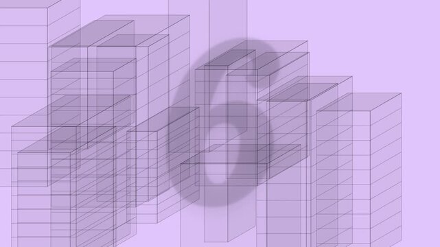 A colorful countdown timer from 10 to 1 over a purple architectural wireframe background