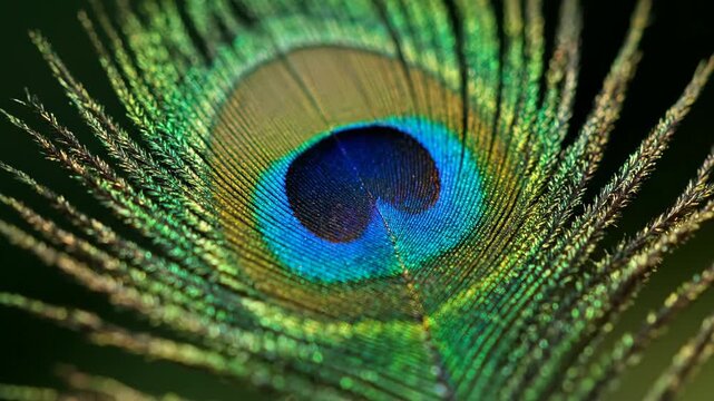 Close-up shot of the vibrant, colorful details of a feather.