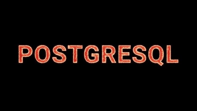 Postgresql Text Glowing Neon Reveal Animation Orange Isolated On Black Background