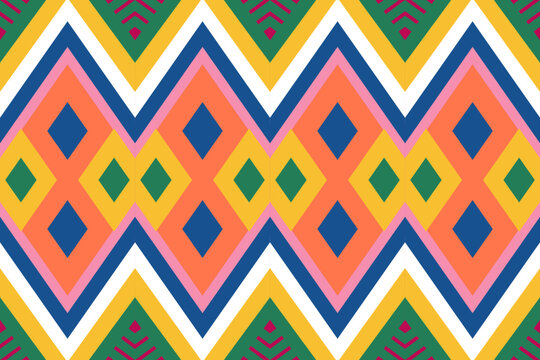 Colorful Diamond Chevron Pattern Seamless Background Not AI Generated.Bright and vibrant chevron diamond pattern with geometric symmetry for modern design use.