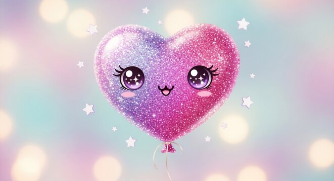 Glittering heart balloon illustration