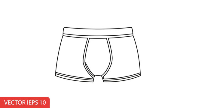 Boxer Briefs Icon Vector Line Art Illustration