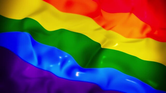High quality animated seamless loop of the LGBTQ Pride rainbow flag filling the frame. Perfect background for Pride Month celebrations and human rights content.