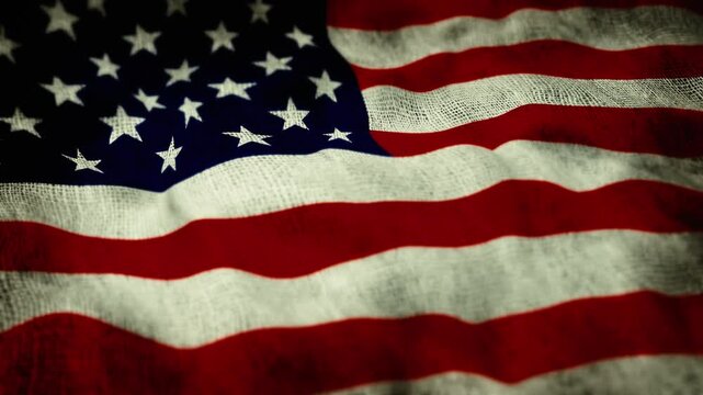 High quality seamless loop of the American flag waving and filling the entire frame. Ideal for patriotic backgrounds, July 4th celebrations, and national identity themes.