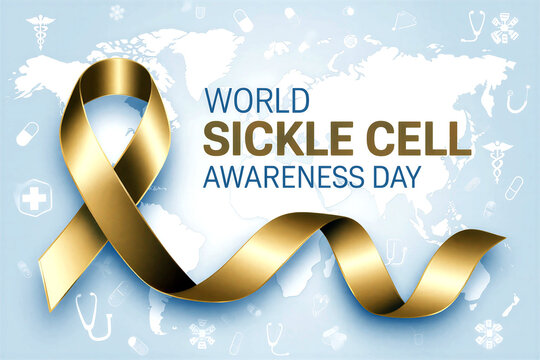 Golden awareness ribbon for world sickle cell awareness day