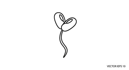 Obraz premium Sprouting Seedling: Simple Line Art Illustration of a Young Plant Growing from a Bean