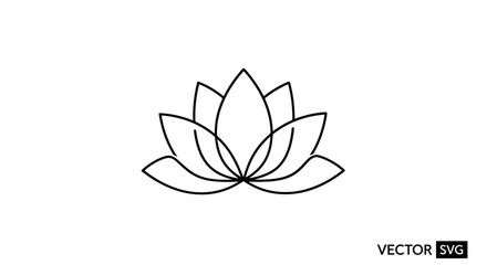 Fototapeta premium Minimalist Lotus Flower Outline Icon Vector Graphic