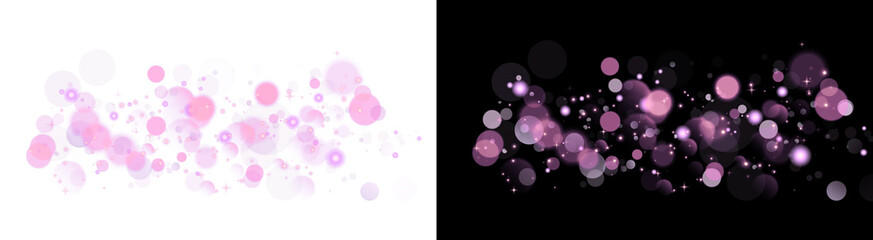 PNG image of Vibrant abstract glowing pink and purple bokeh light circles with sparkling star particles, magical overlay on transparent background. © rehena