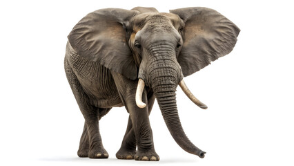 Obraz premium A large gray elephant standing on a white background