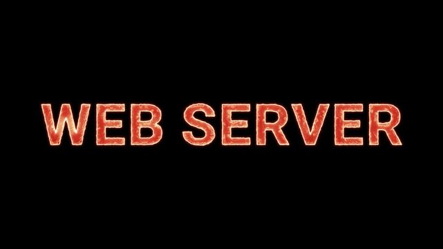 Web Server Text Glowing Neon Reveal Animation Orange Isolated On Black Background