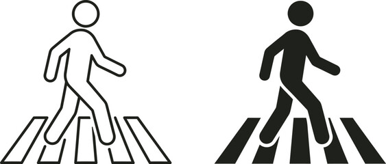 Pedestrian crossing icons showing a person walking on a zebra crossing © LoveU