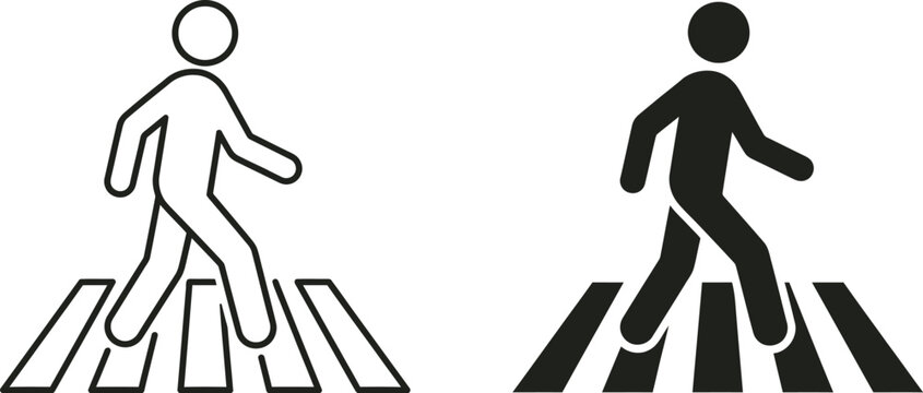 Pedestrian crossing icons showing a person walking on a zebra crossing