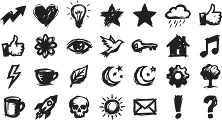 Fototapeta premium Creative Hand-Drawn Sketchy Icons and Symbols Collection.